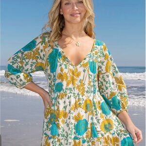 NATURAL LIFE Floral Maxi Dress in Blue and Yellow